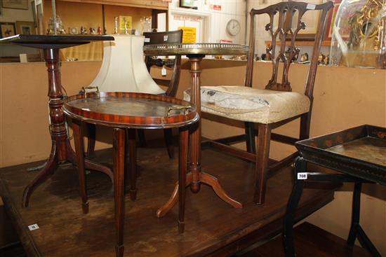 Chippendale style chair, occasional table and a tray top table(-)